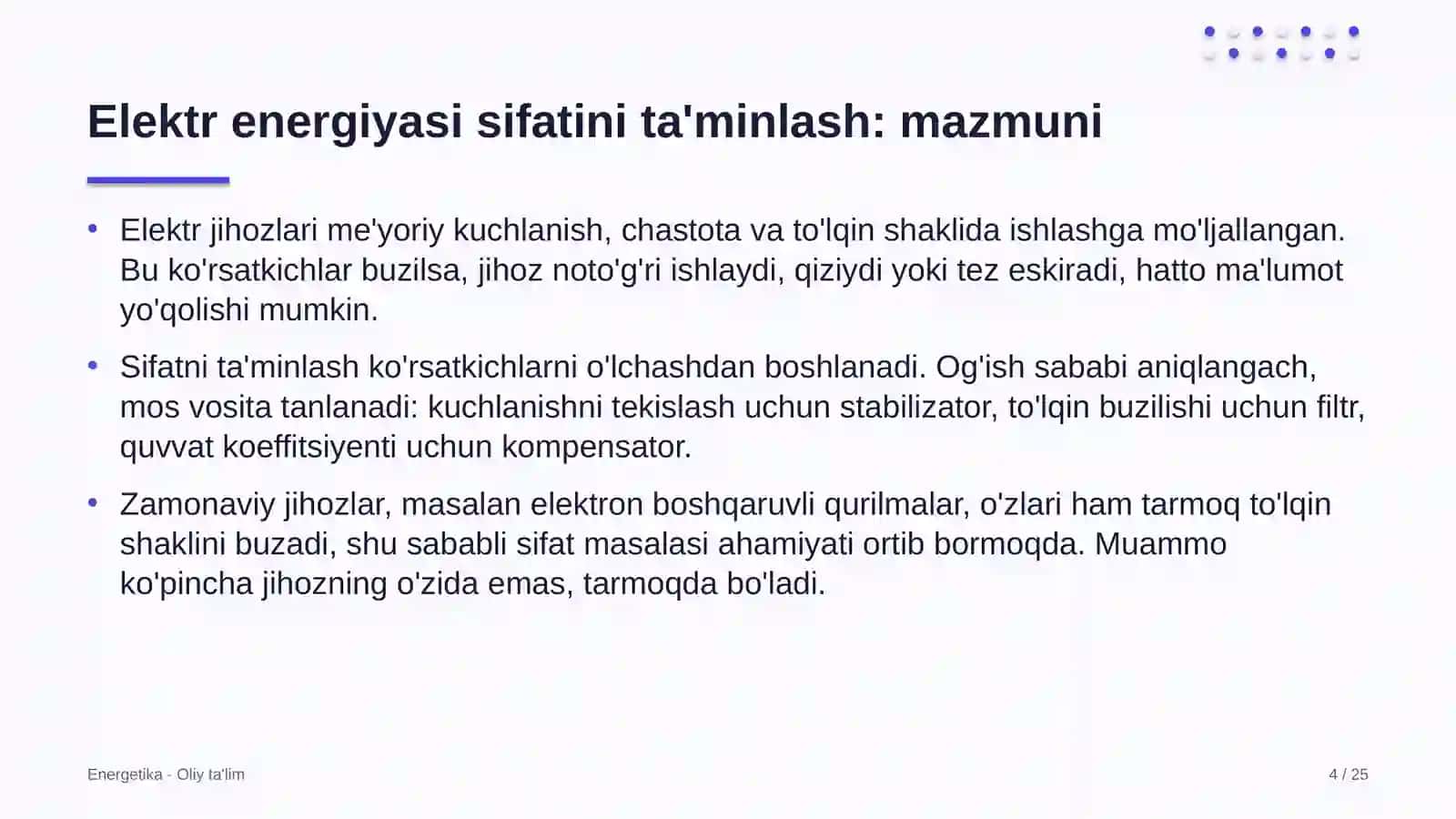 Blokcheyn loyihalarida elektr energiyasi sifatini ta'minlash 4