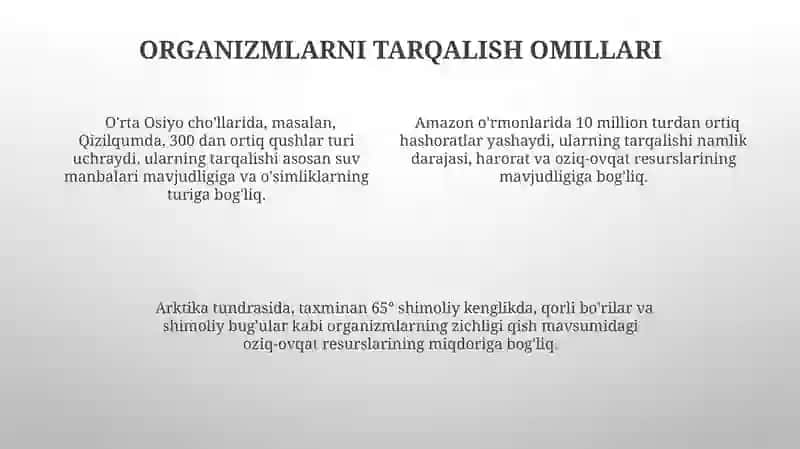 Iqlim mintaqalari kesmida tabiat zonnalarida tirik organizmlarning tarqalishi 4