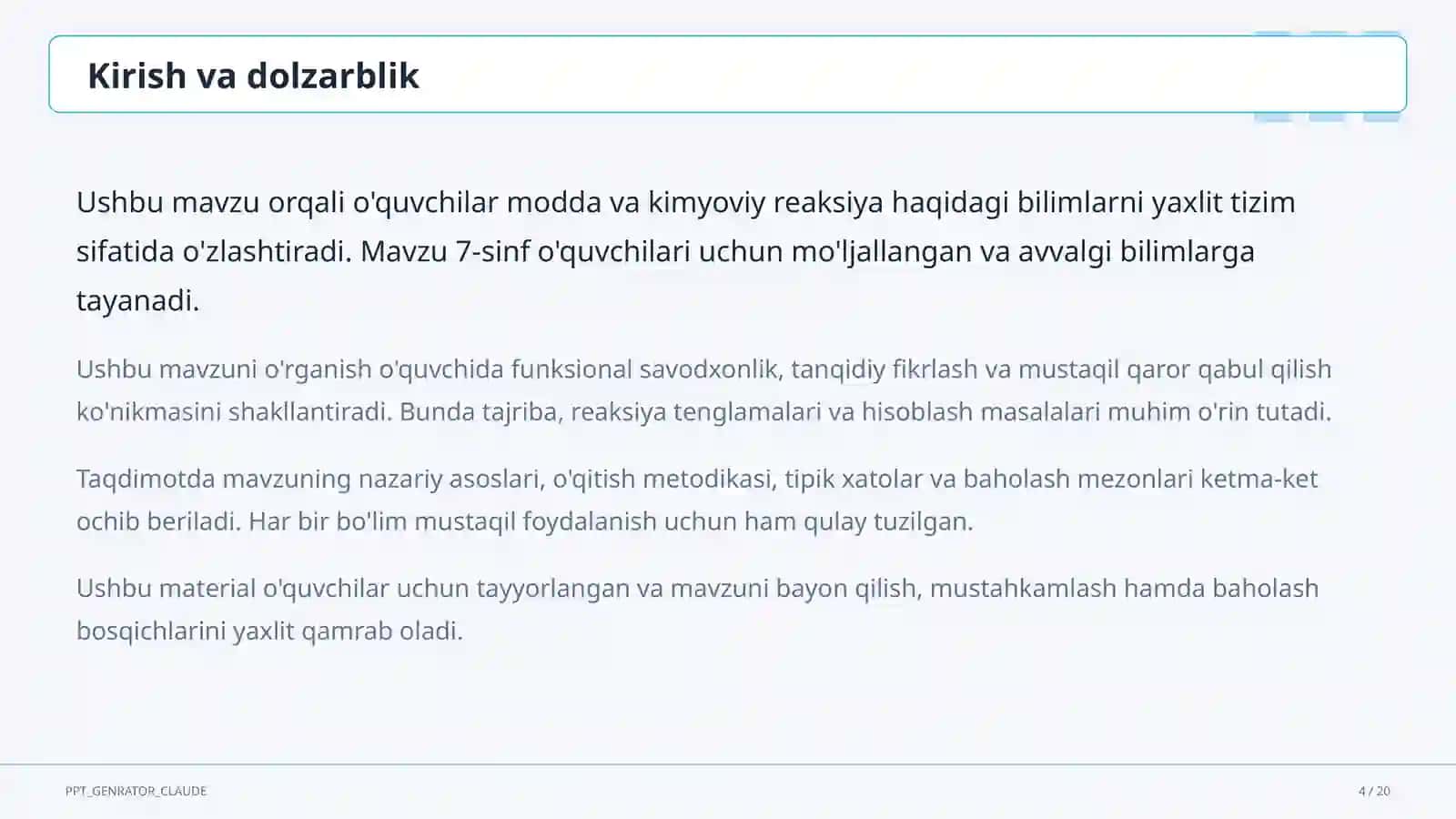 Moddalar va ularning xossalari: sof modda va aralashma (7-sinf) 4