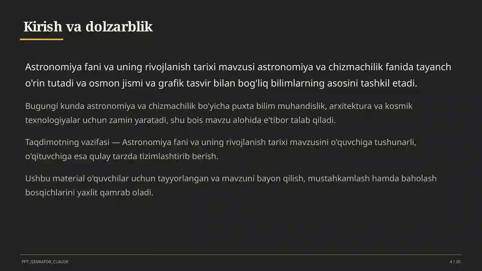 Astronomiya fani va uning rivojlanish tarixi (10-sinf) 4