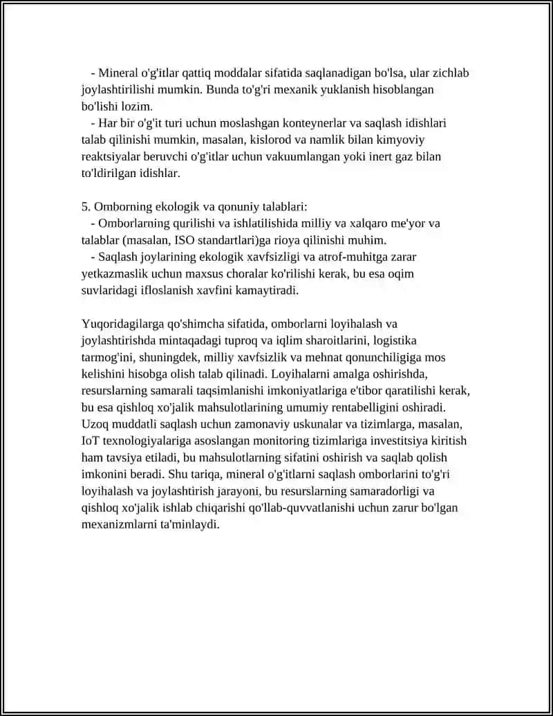 MINERAL OGITLAR EKOLOGIK XAVFSIZ SAQLASH VA TASHISH TEXNALOGIYASI 4