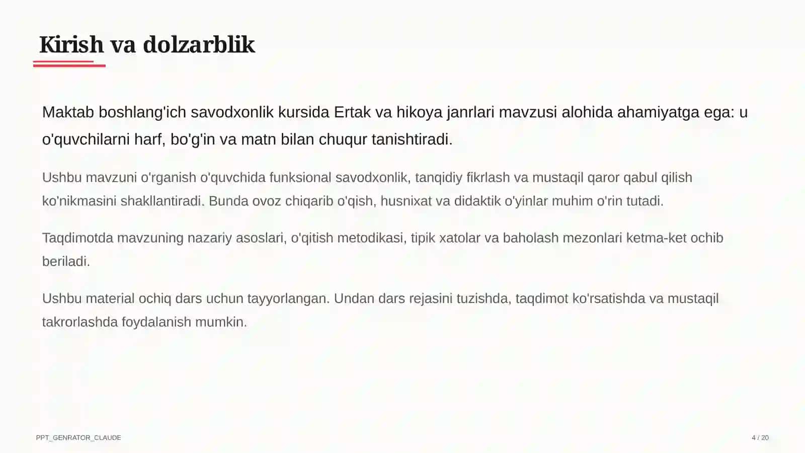 Ertak va hikoya janrlari (4-sinf) 4