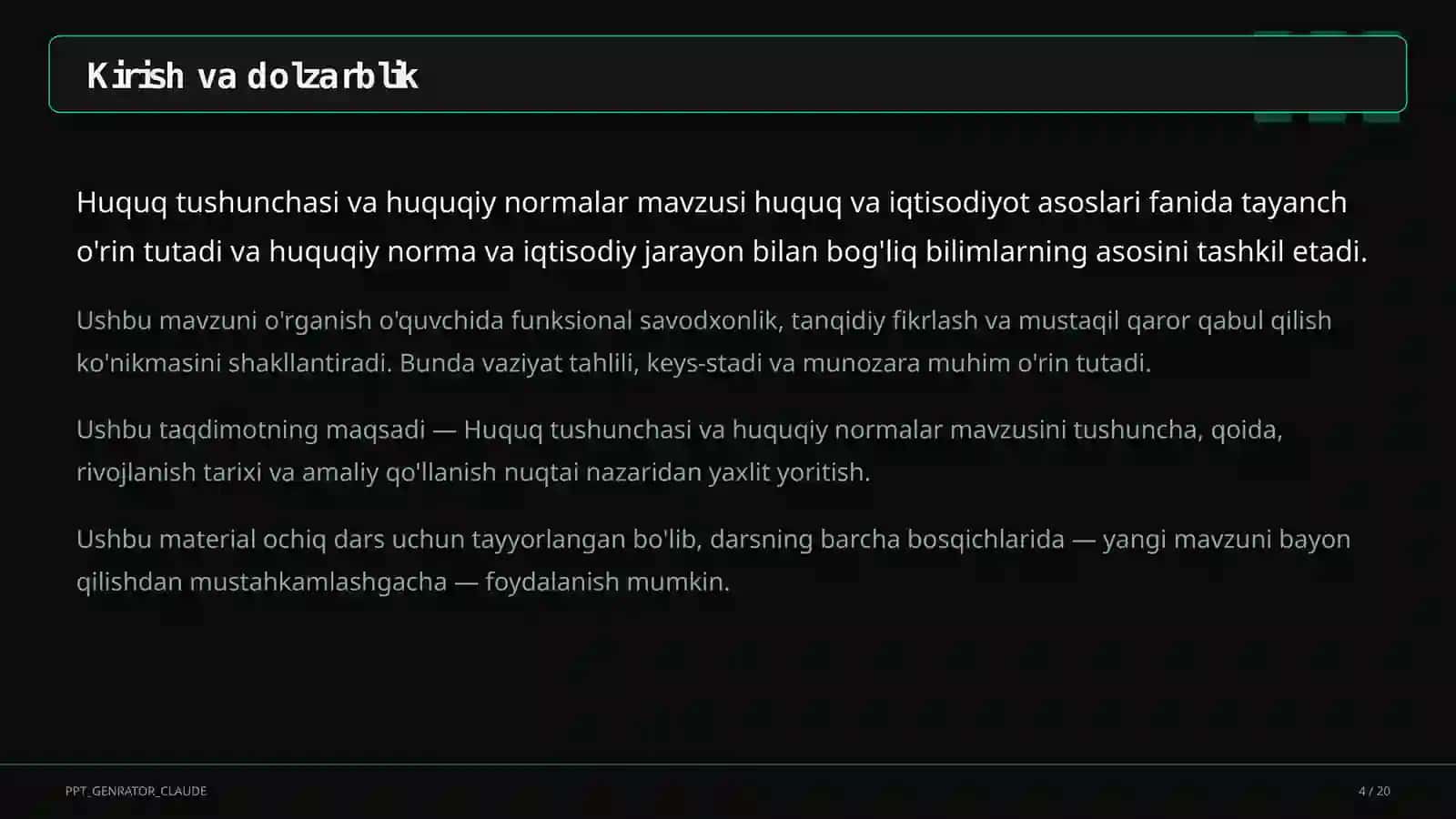 Huquq tushunchasi va huquqiy normalar (9-sinf) 4
