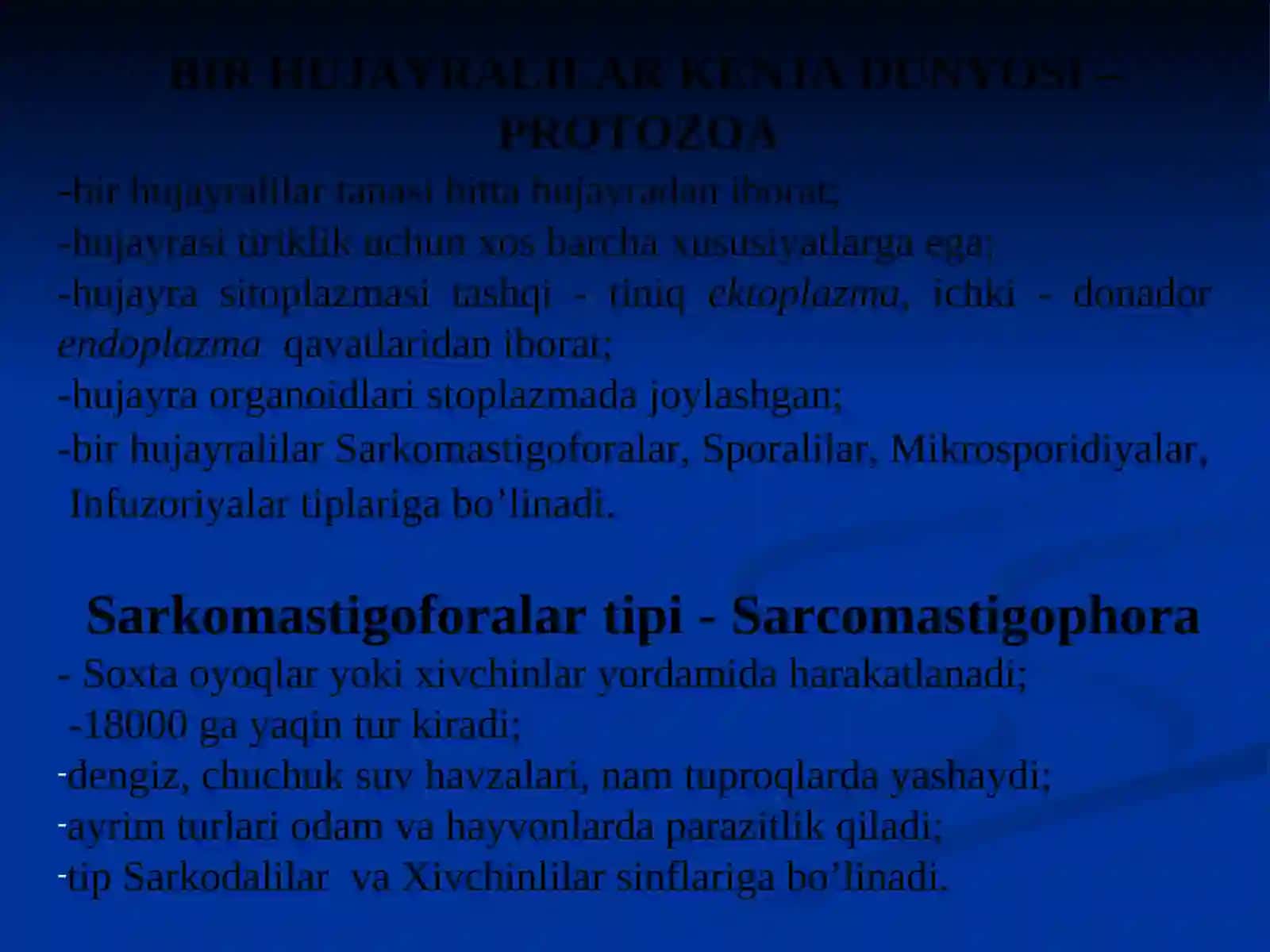 BIR HUJАYRАLILАR –PROTOZOA KЕNJА DUNYOSI 4