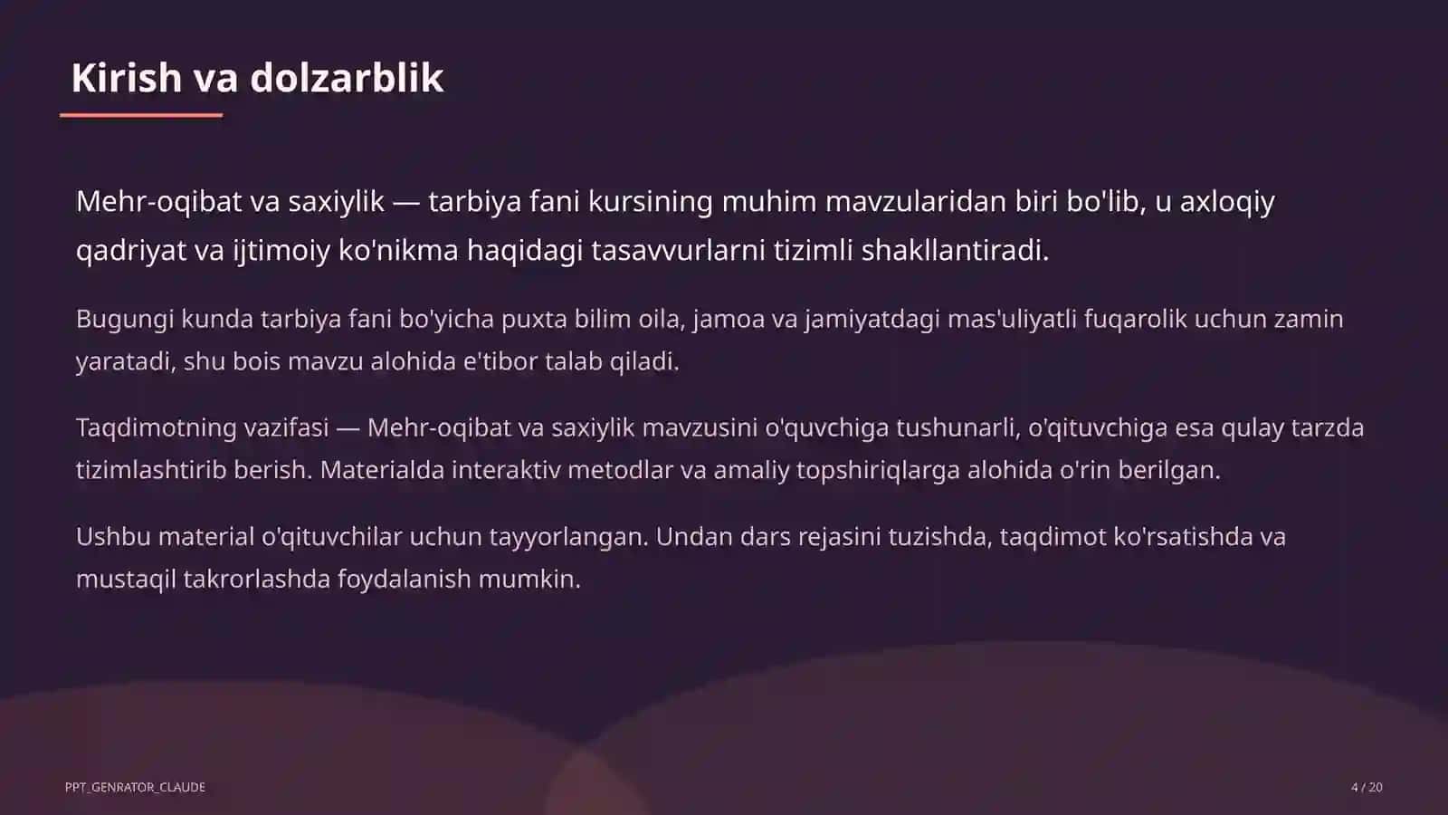 Mehr-oqibat va saxiylik (4-sinf) 4