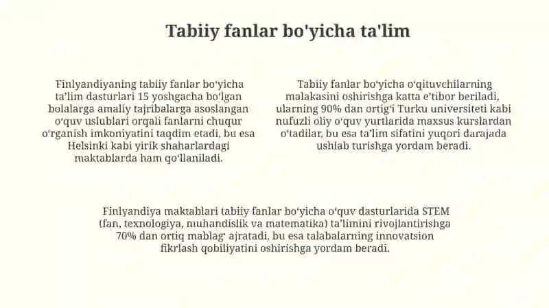 Finlandiya ta'lim tizimining fan va texnika rivojlanishidagi oʻrni 4