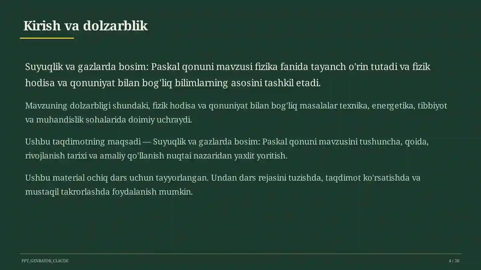 Suyuqlik va gazlarda bosim: Paskal qonuni (7-sinf) 4