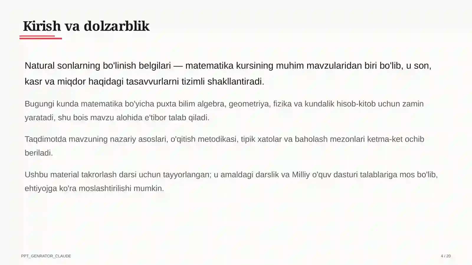 Natural sonlarning bo'linish belgilari (5-sinf) 4