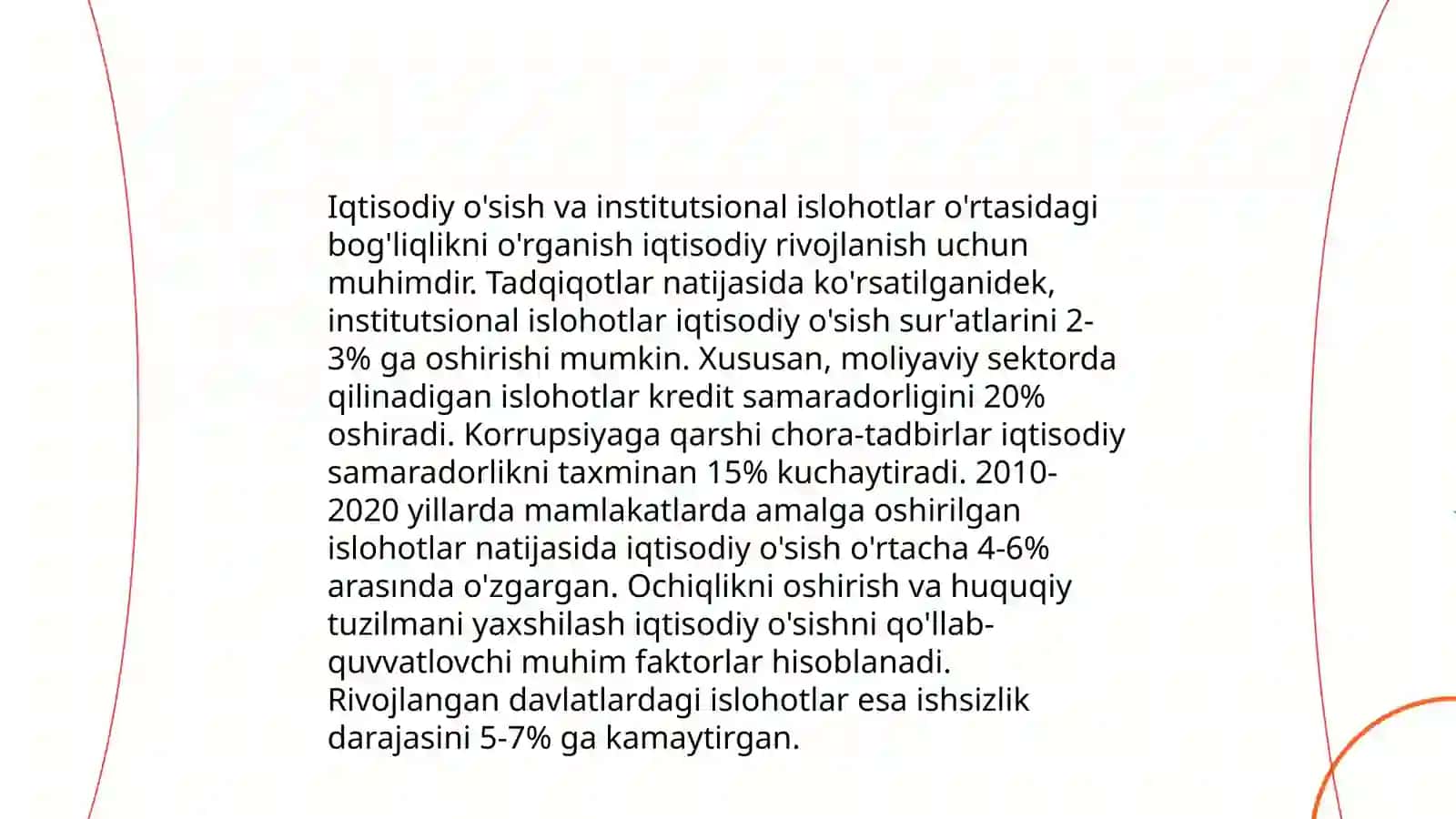 Institutsional islohotlar va iqtisodiy osish 4