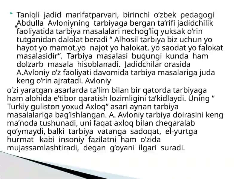 Jadid ma’rifatparvarlarning o’lka ijtimoiy-ma’naviy hayotida tutgan o’rni 4