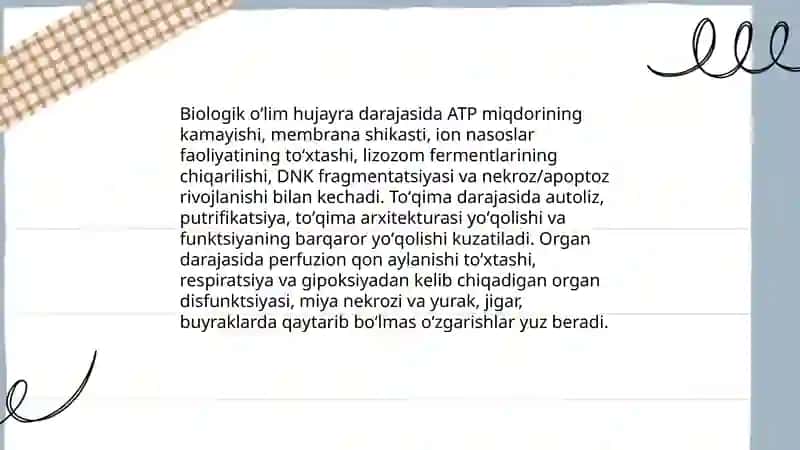 Klinik, biologik va sosial oʻlimni klinik belgilari va diagnostikasi 4