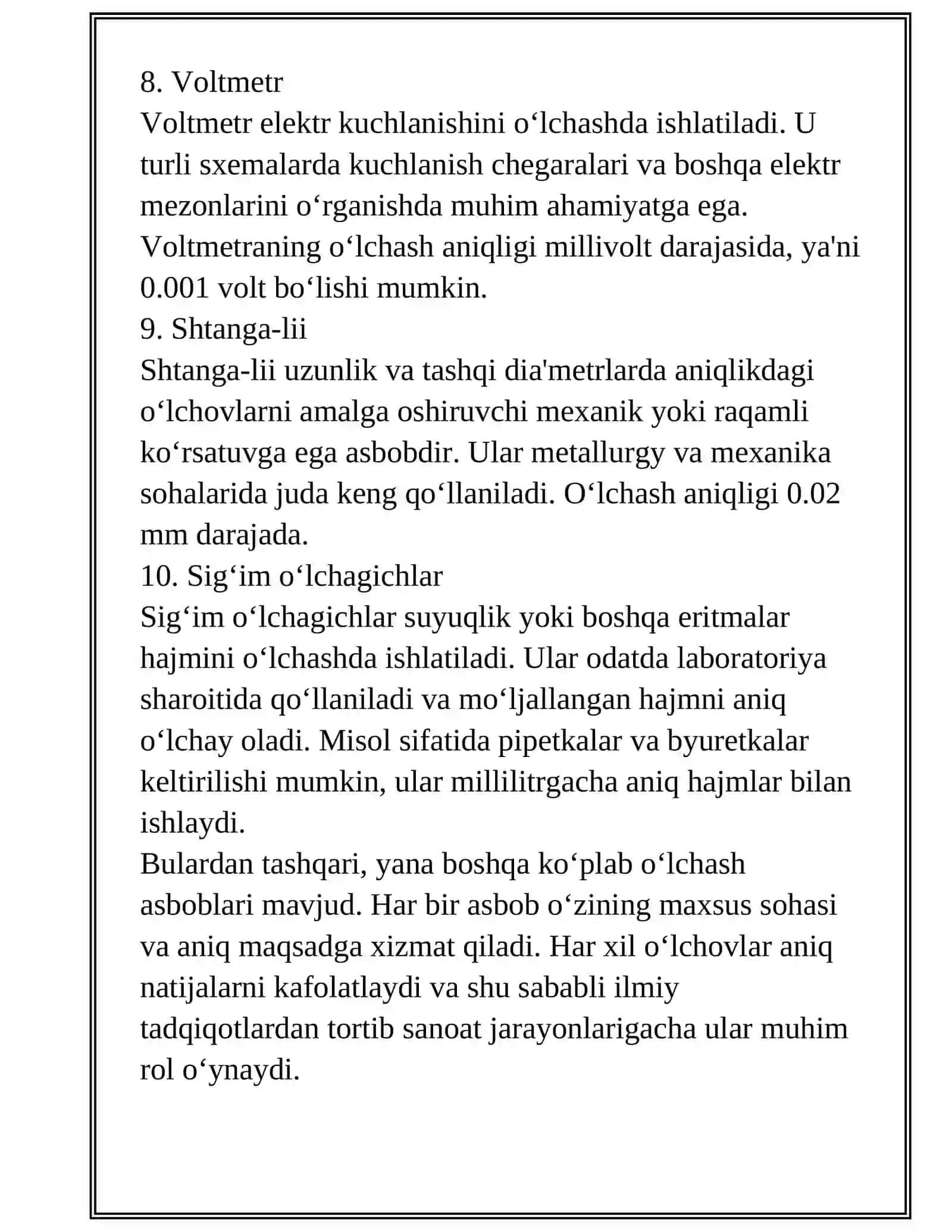 Oʻlchash asboblari turlari 4