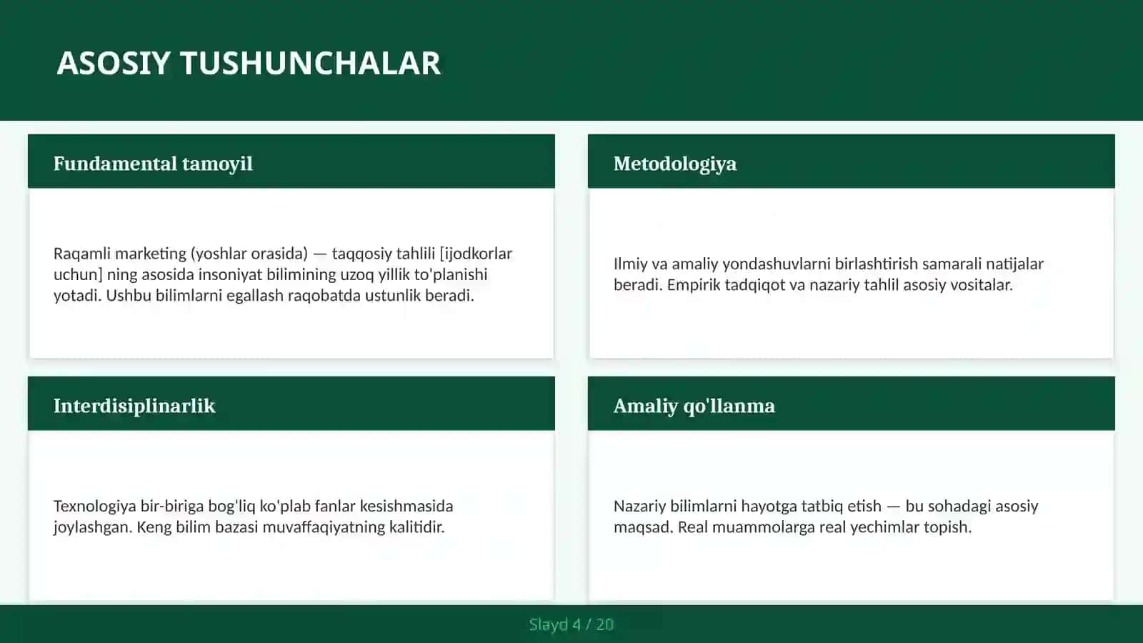 RAQAMLI MARKETING (YOSHLAR ORASIDA) — TAQQOSIY TAHLILI [IJODKORLAR UCHUN] 4