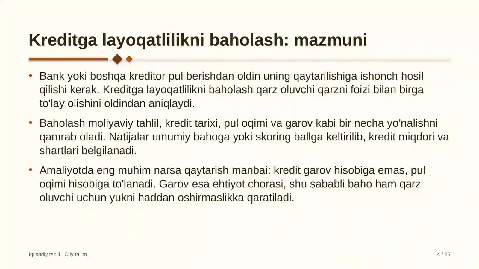 poyabzal ta'mirlash ustaxonalarida kreditga layoqatlilikni baholash 2330 4