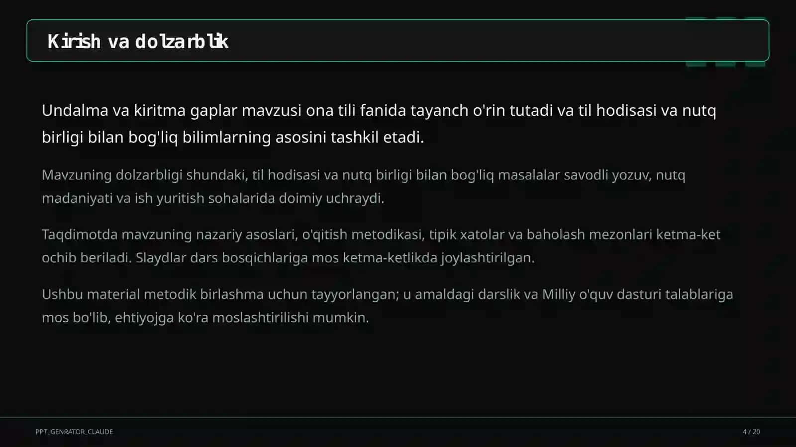 Undalma va kiritma gaplar (8-sinf) 4