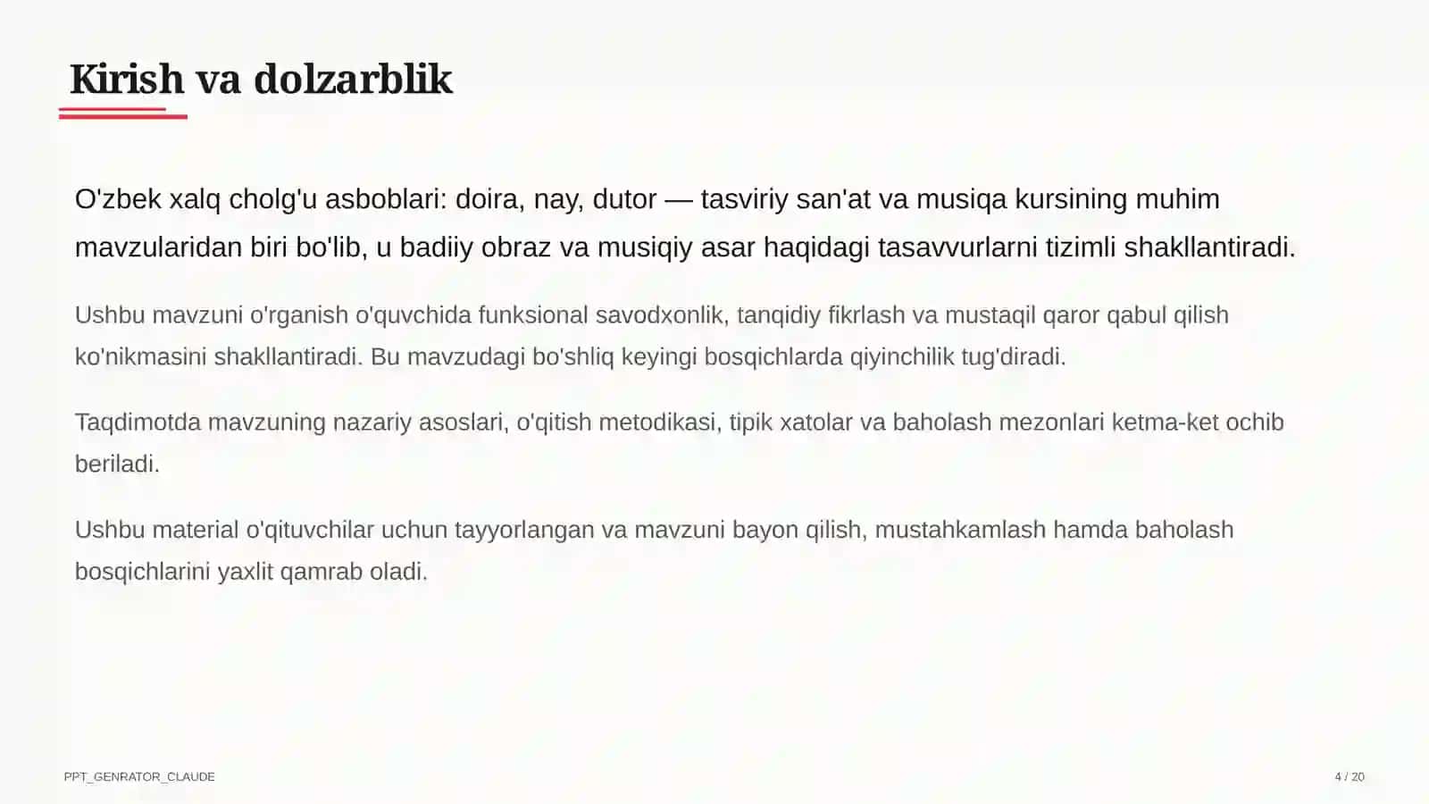 O'zbek xalq cholg'u asboblari: doira, nay, dutor (2-sinf) 4