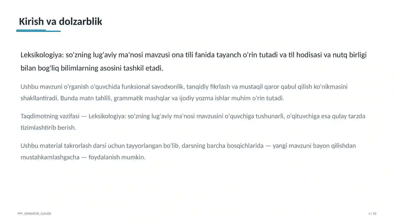 Leksikologiya: so'zning lug'aviy ma'nosi (5-sinf) 4