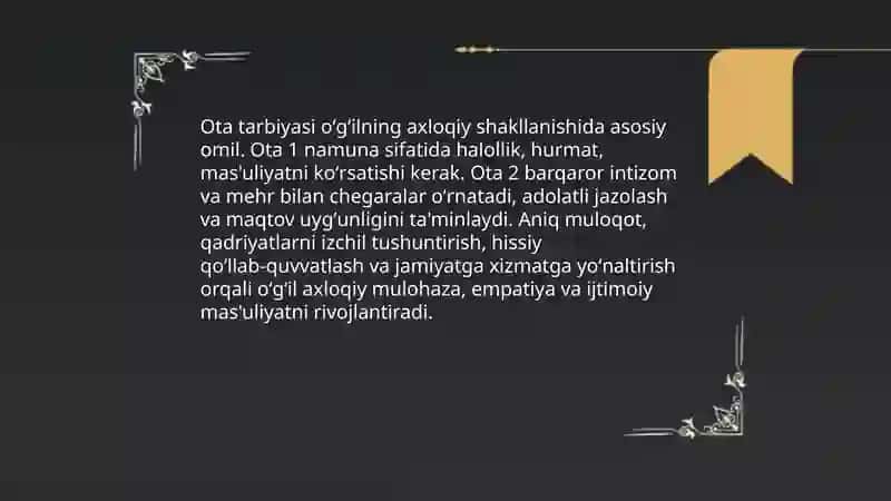 Oʻgʻli va Ota 4