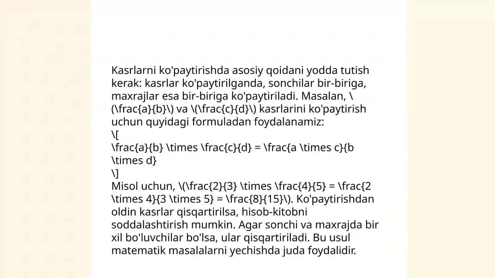 Kasrlarni Hisoblash 4