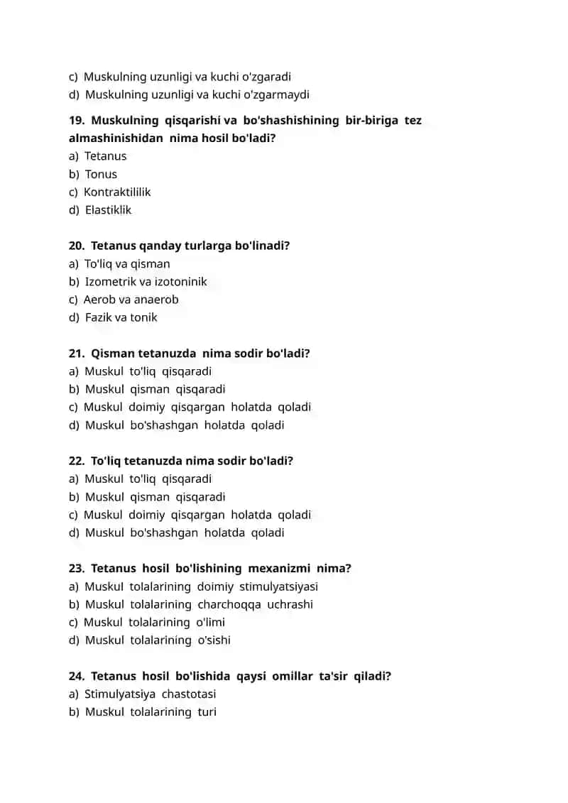 Fiziologiya: Muskullar Xossalari 4