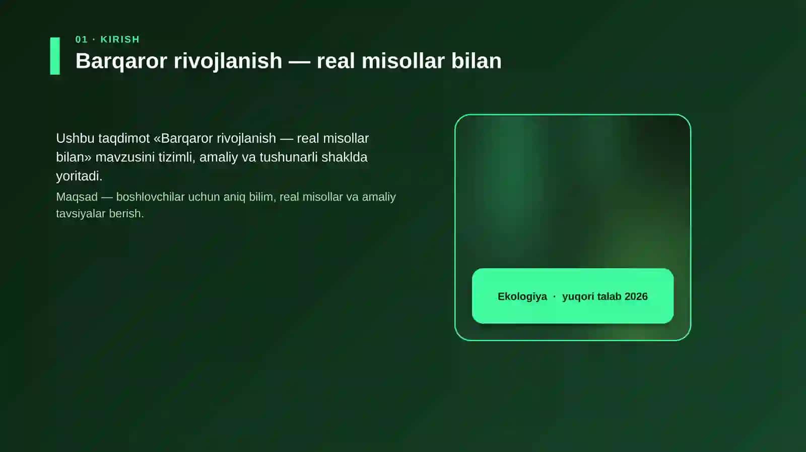 Barqaror rivojlanish — real misollar bilan 4