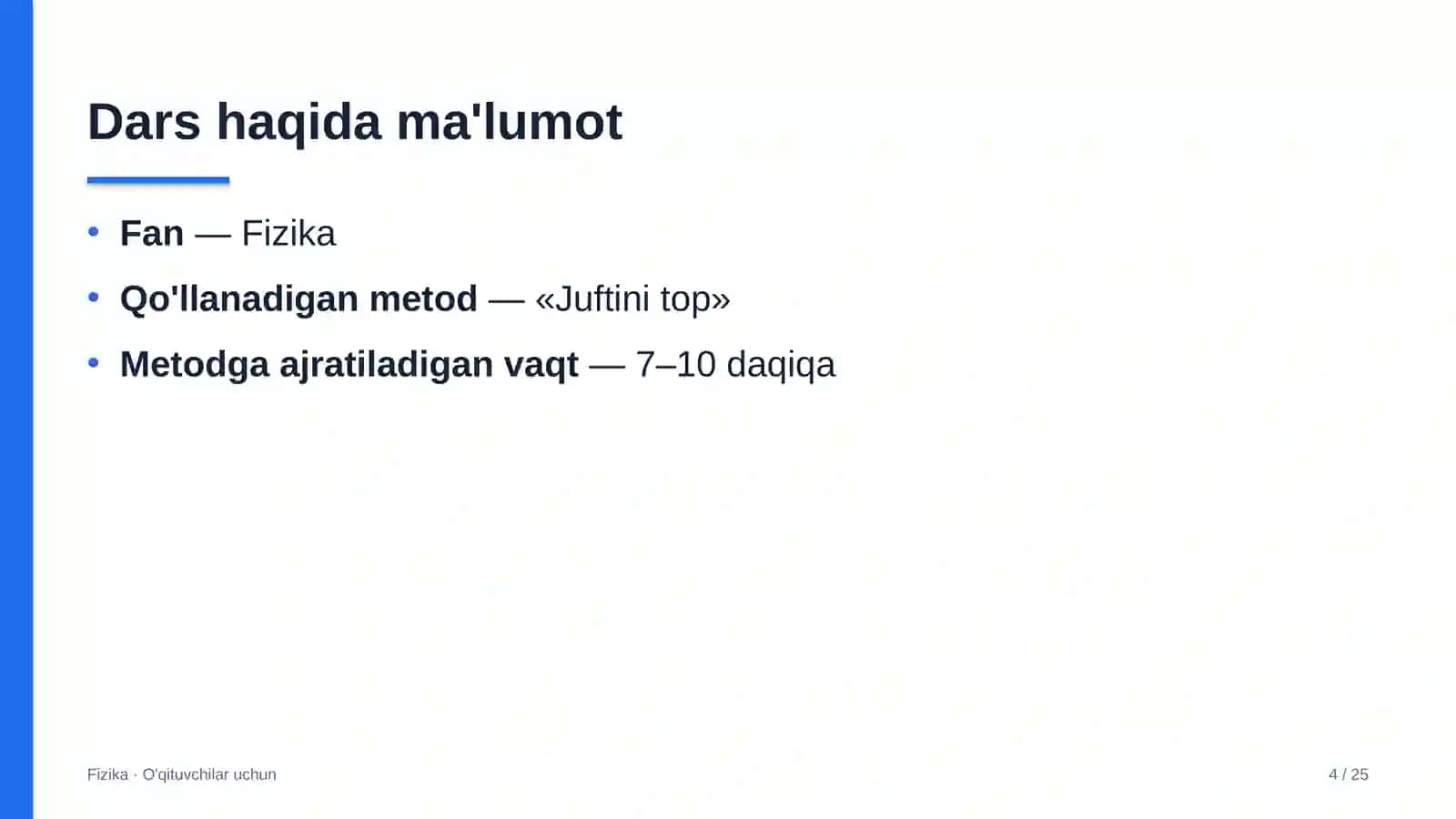 fizika darslarida juftini top metodidan foydalanish 3516 4