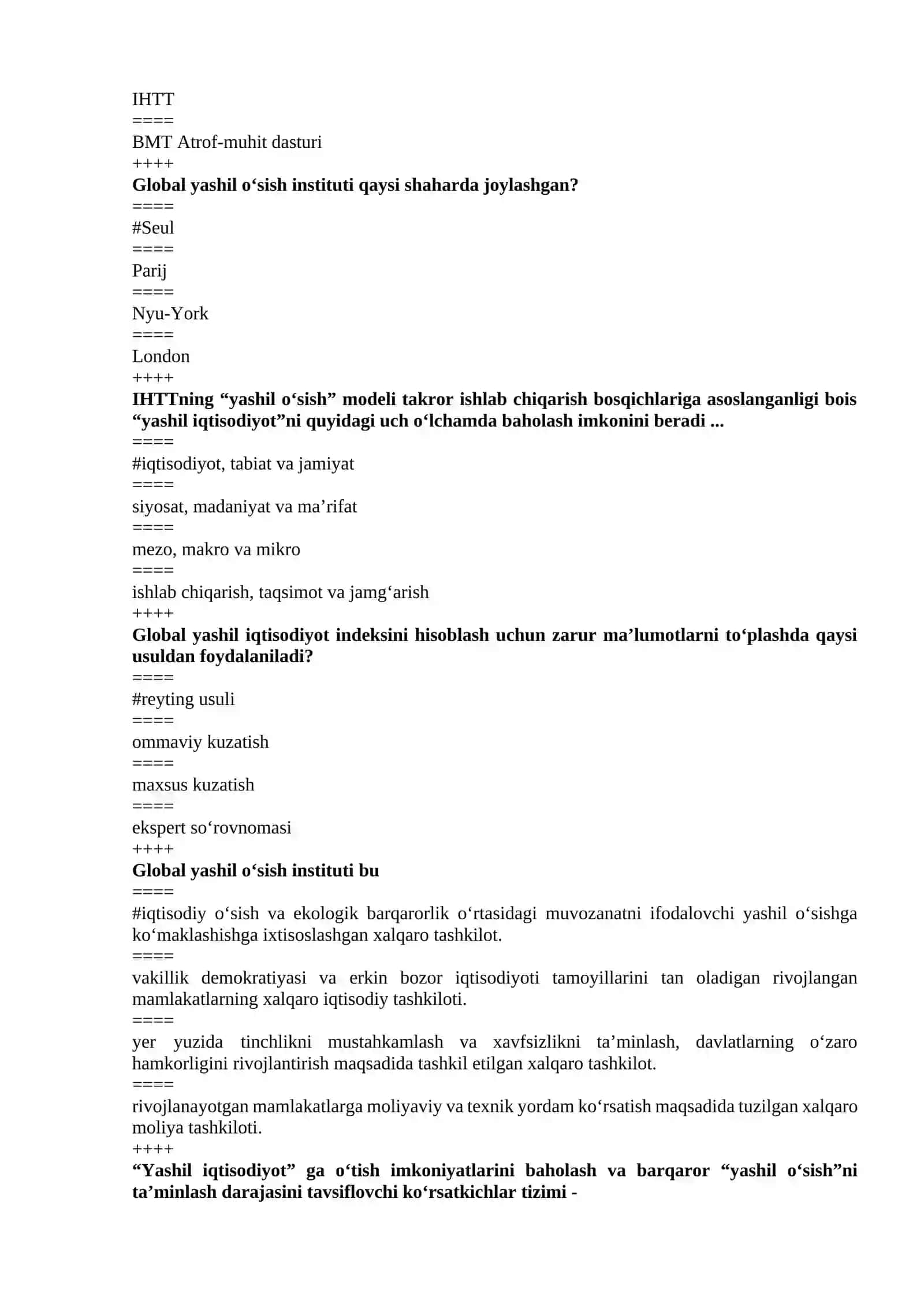 “Yashil iqtisodiyot” iqtisodiy fan sifatida qachon shakllangan? 4