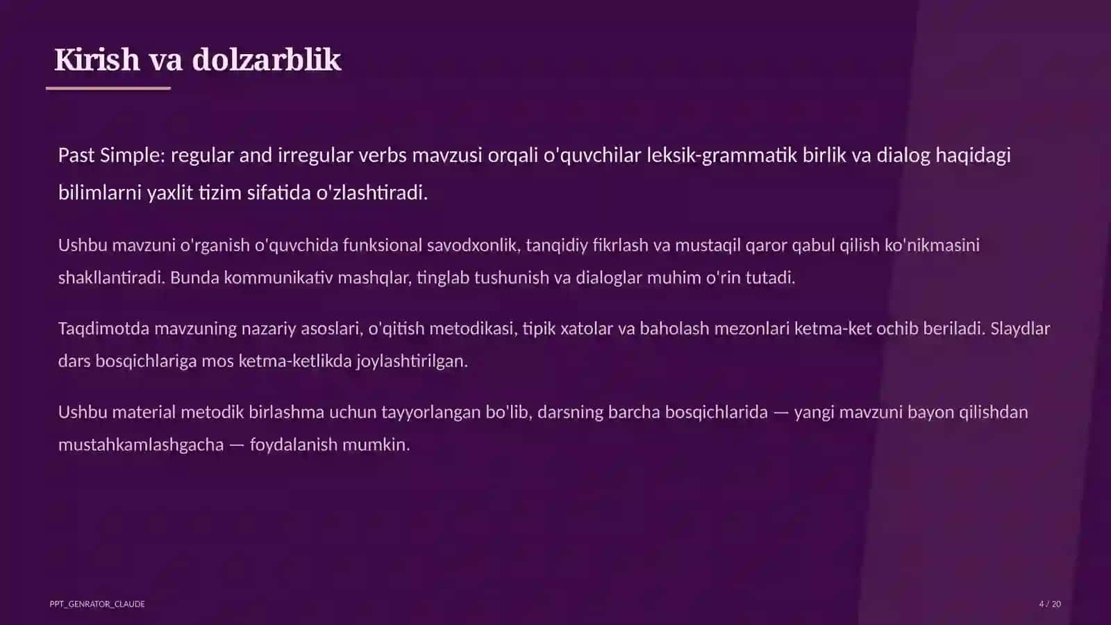 Past Simple: regular and irregular verbs (6-sinf) 4