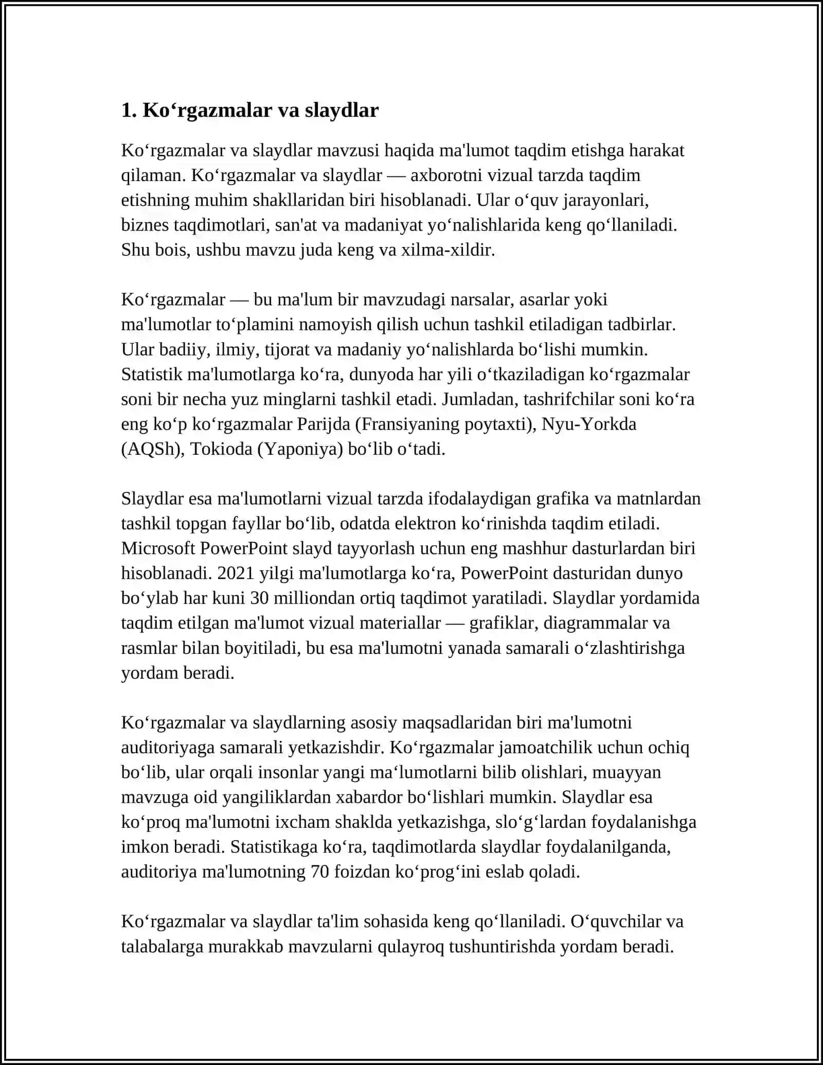 OT SOʻZ TURKUMINI OʻRGANISHDA QOʻLLANILADIGAN KOʻRGAZMALAR 4