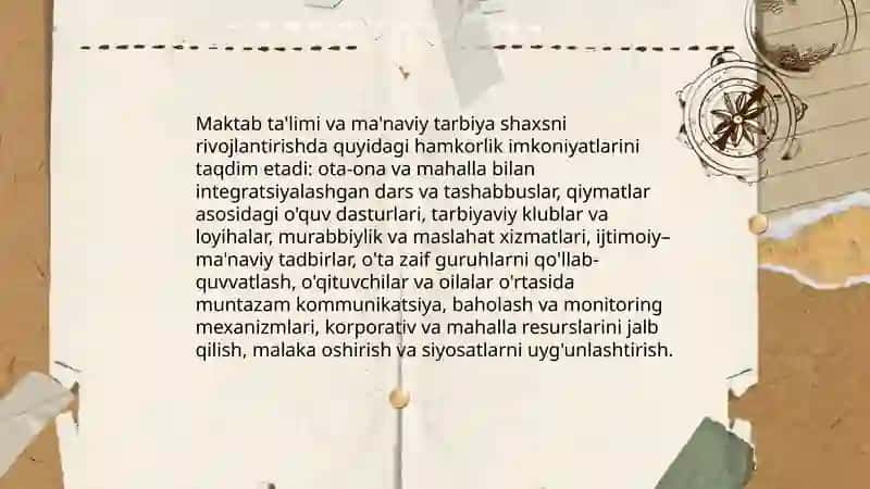 Oila,maktab,mahalla,hamkorligining shaxs maʼnaviyatini shakllantirishdagi oʻrni 4