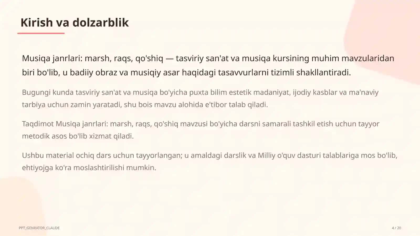 Musiqa janrlari: marsh, raqs, qo'shiq (4-sinf) 4