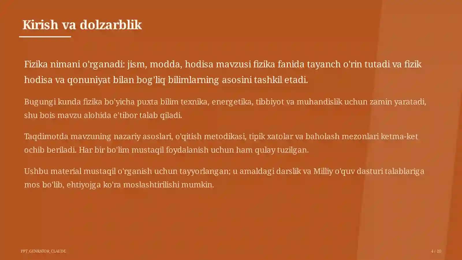 Fizika nimani o'rganadi: jism, modda, hodisa (6-sinf) 4