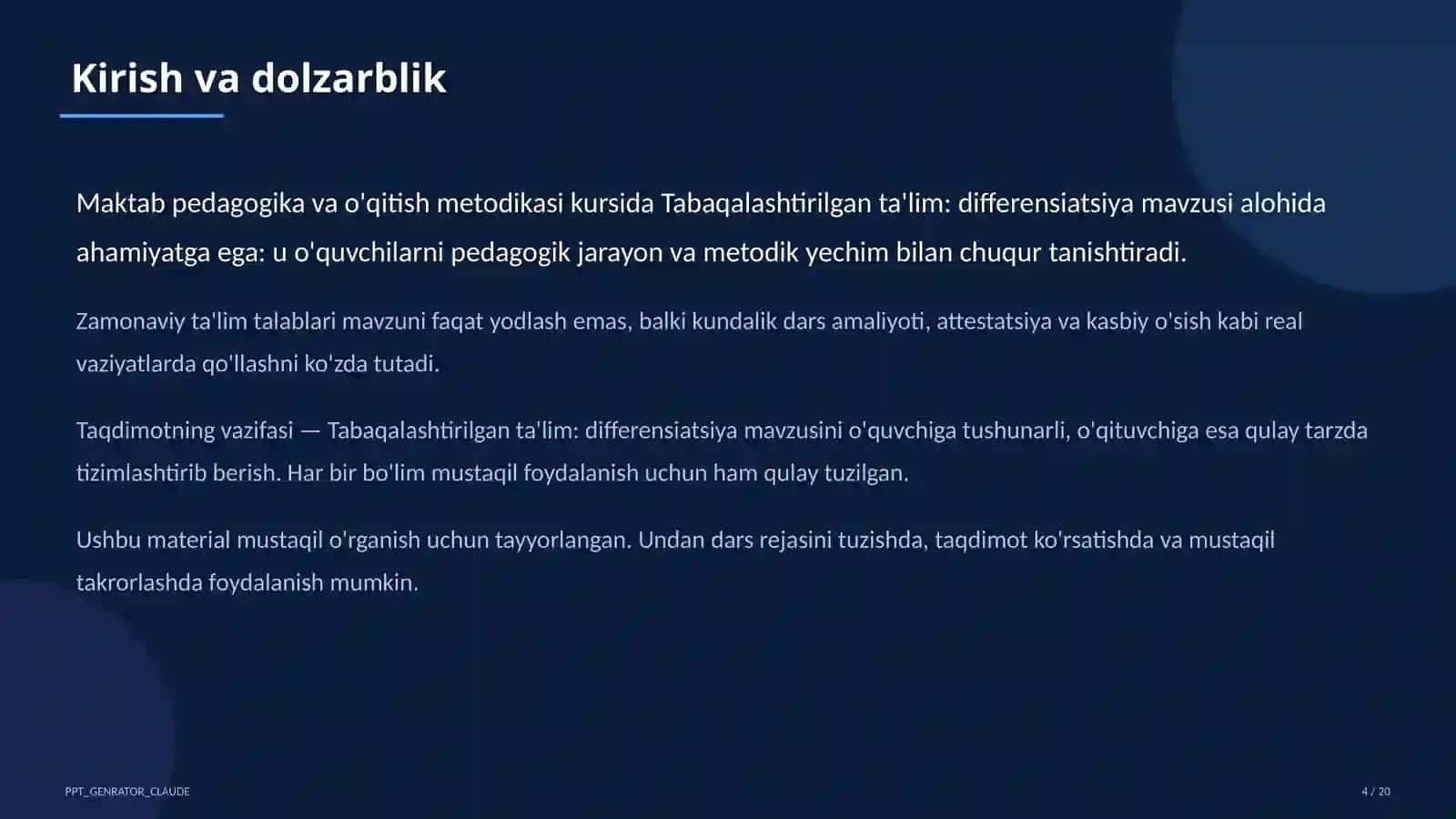 Tabaqalashtirilgan ta'lim: differensiatsiya 4