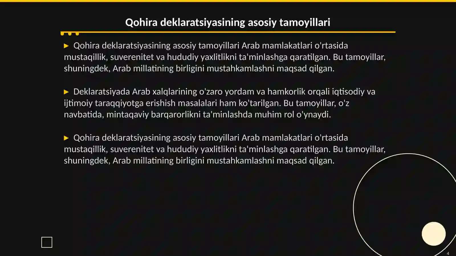 Qohira deklaratsiyasi va mazmuni 4