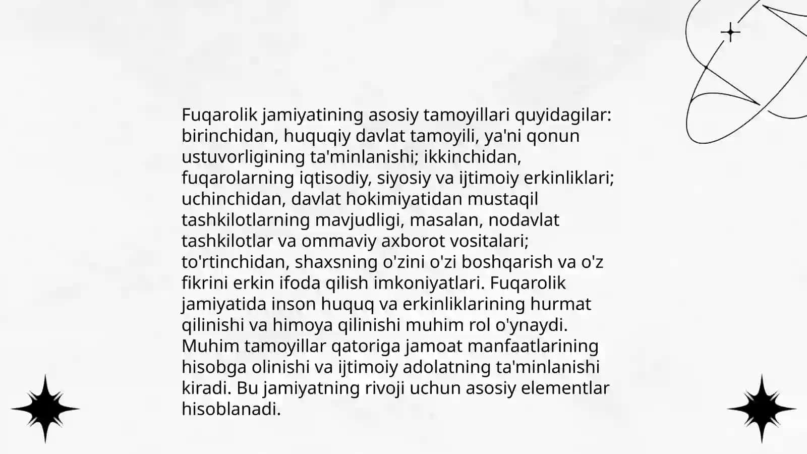 Oʻzbekistonda demokratik,fuqarolik jamiyati asoslarining shakllanishi, amalga oshirilayotgan islohotlar 4