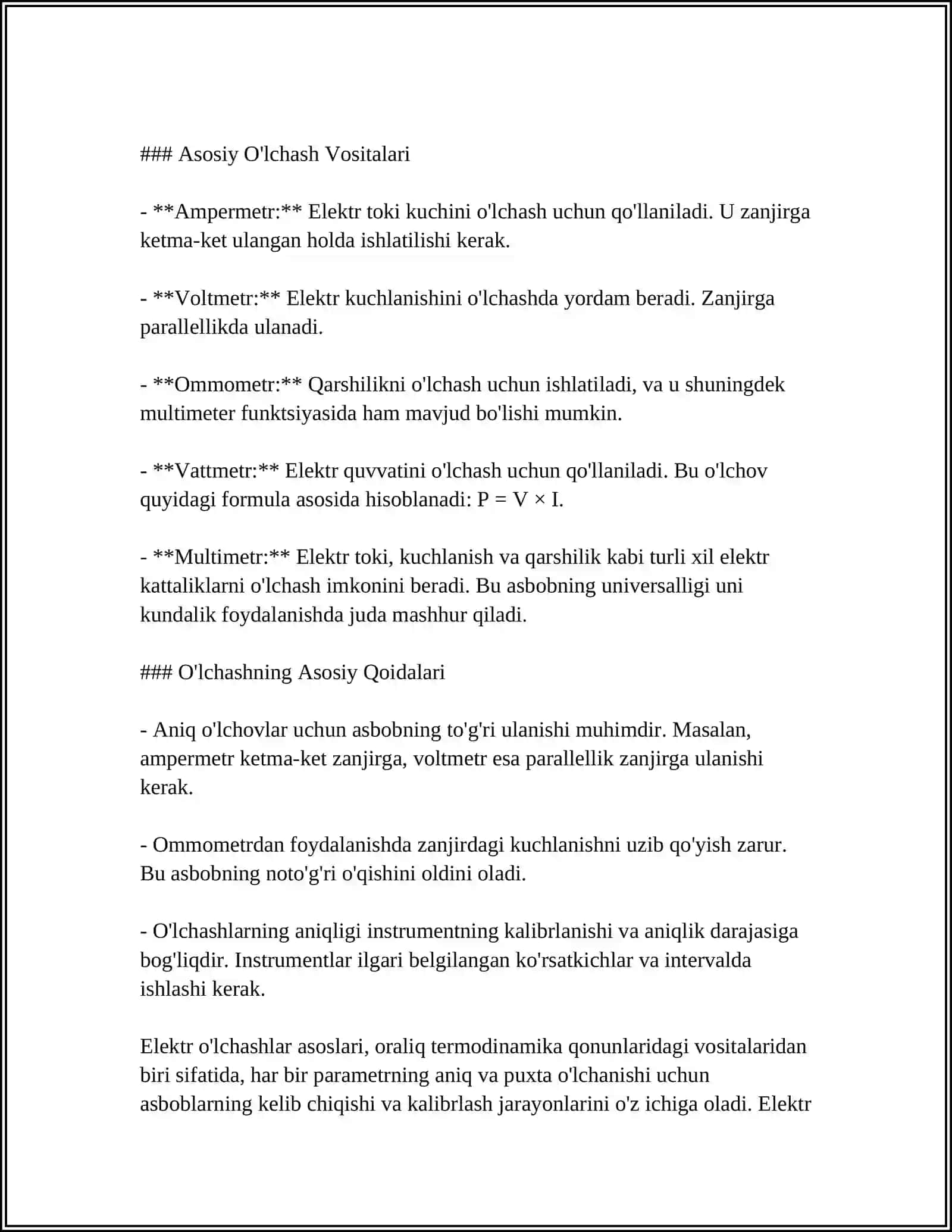 ELEKTR O'LCHASHLAR VA O'LCHASH ASBOBLARI 4