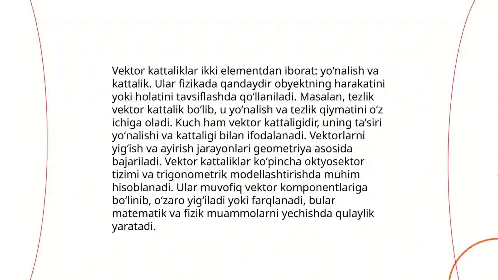 Skalayar va vektor fizik kattaliklar va ular ustida amallar 4