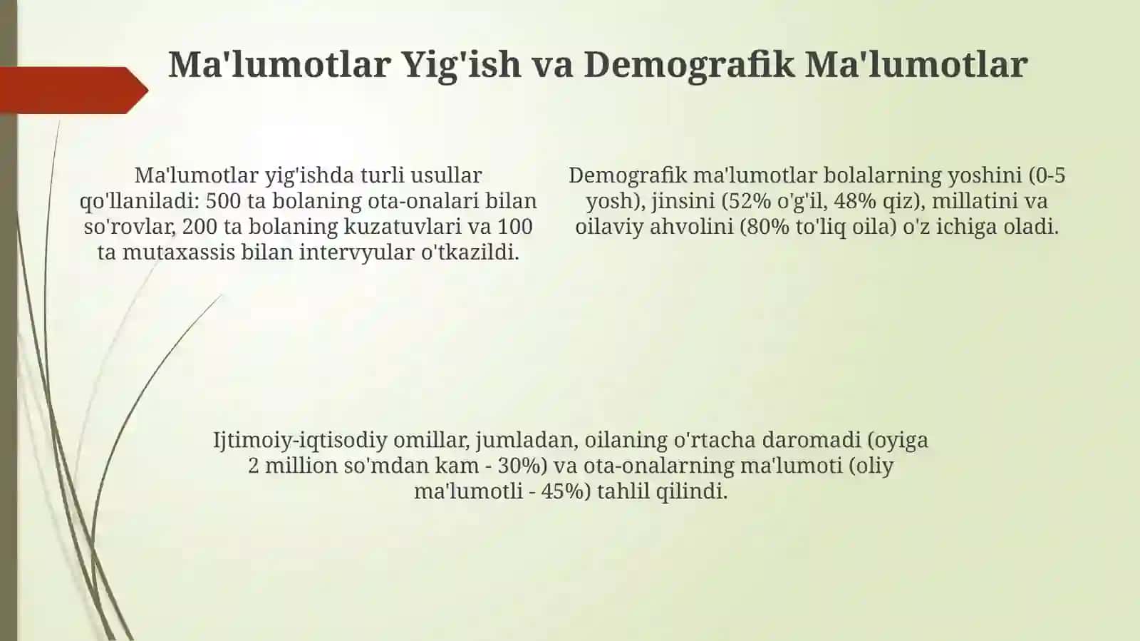 Bolalarning rivojlanish xaritalari. Yillikhisobot 4