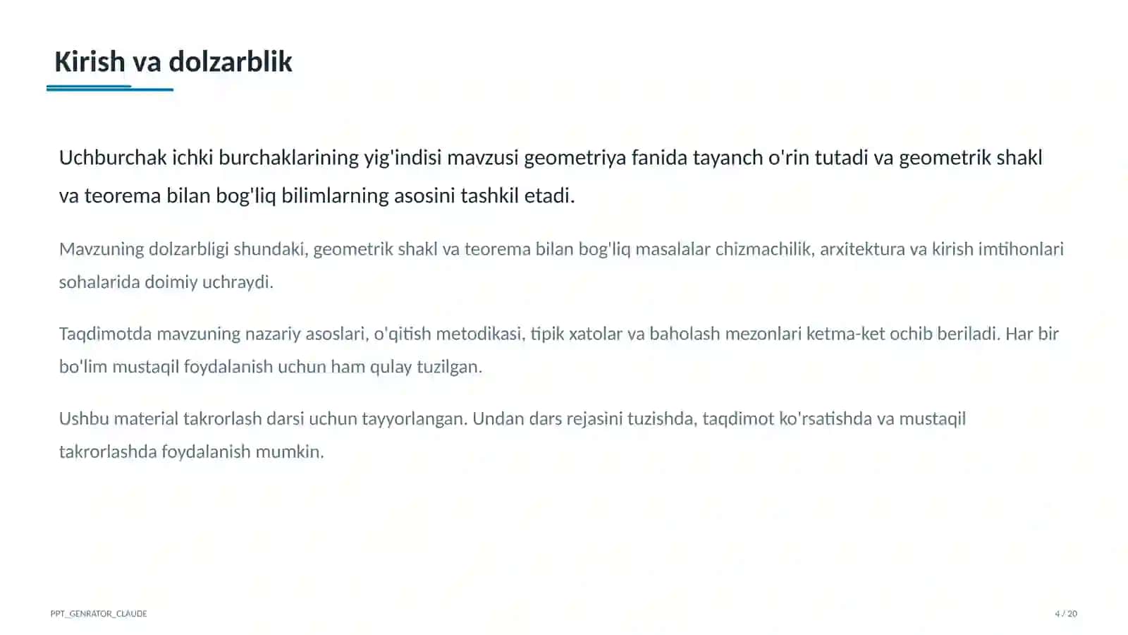Uchburchak ichki burchaklarining yig'indisi (7-sinf) 4