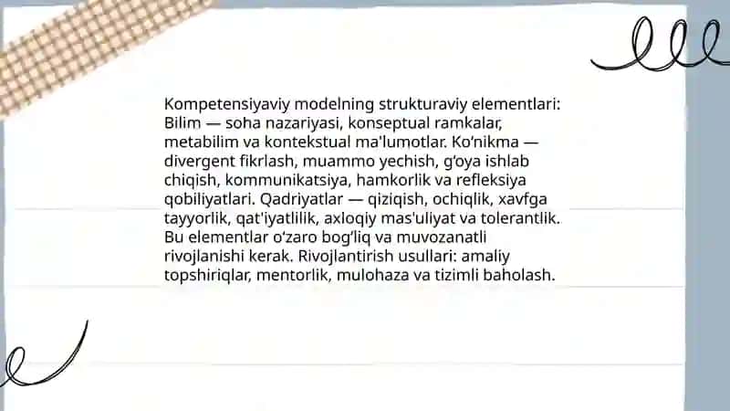 Kreativ fikrlashning kompetensiyaviy modeli 4