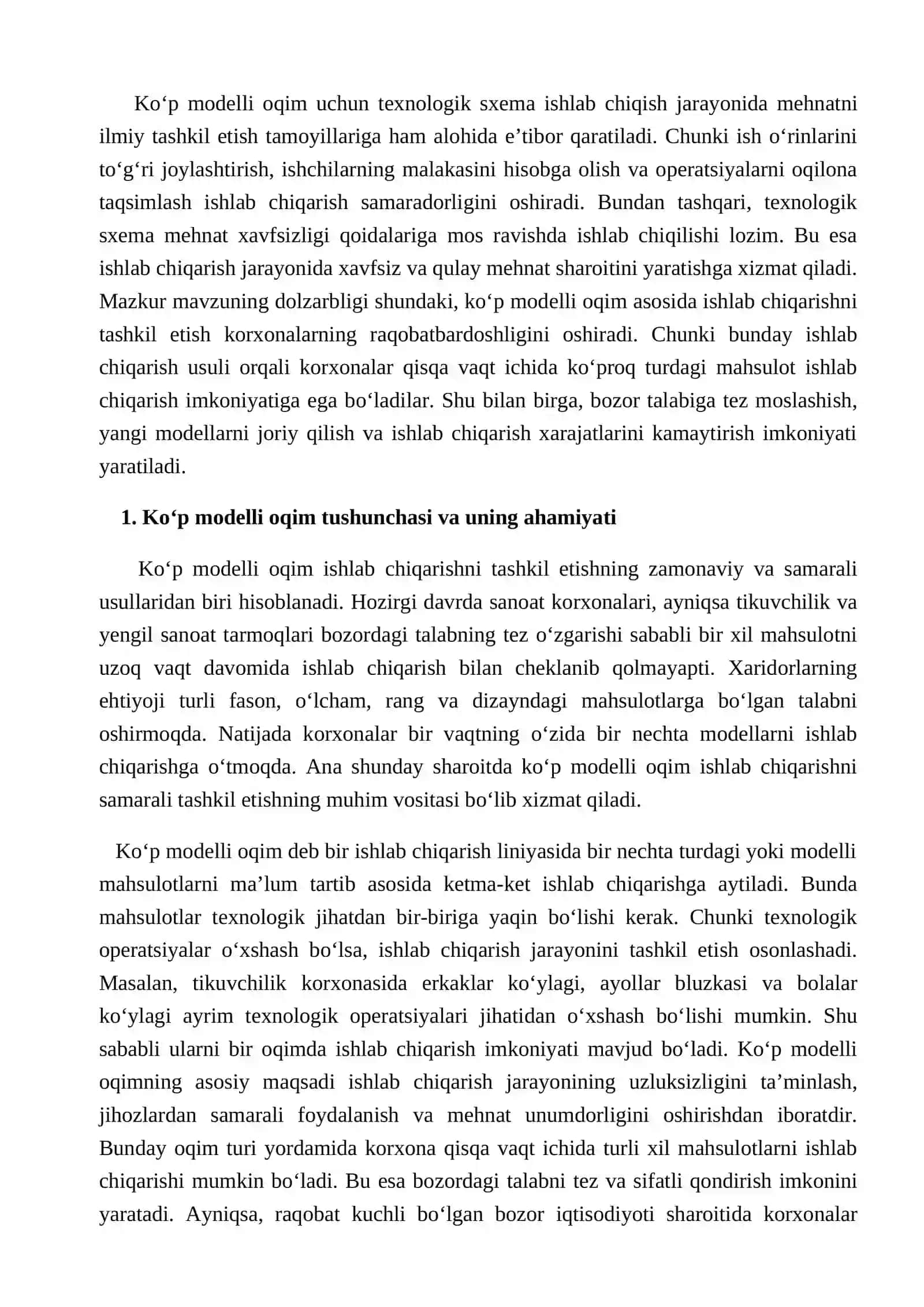 Ko‘p modelli oqim uchun texnologik sxema ishlab chiqish 4