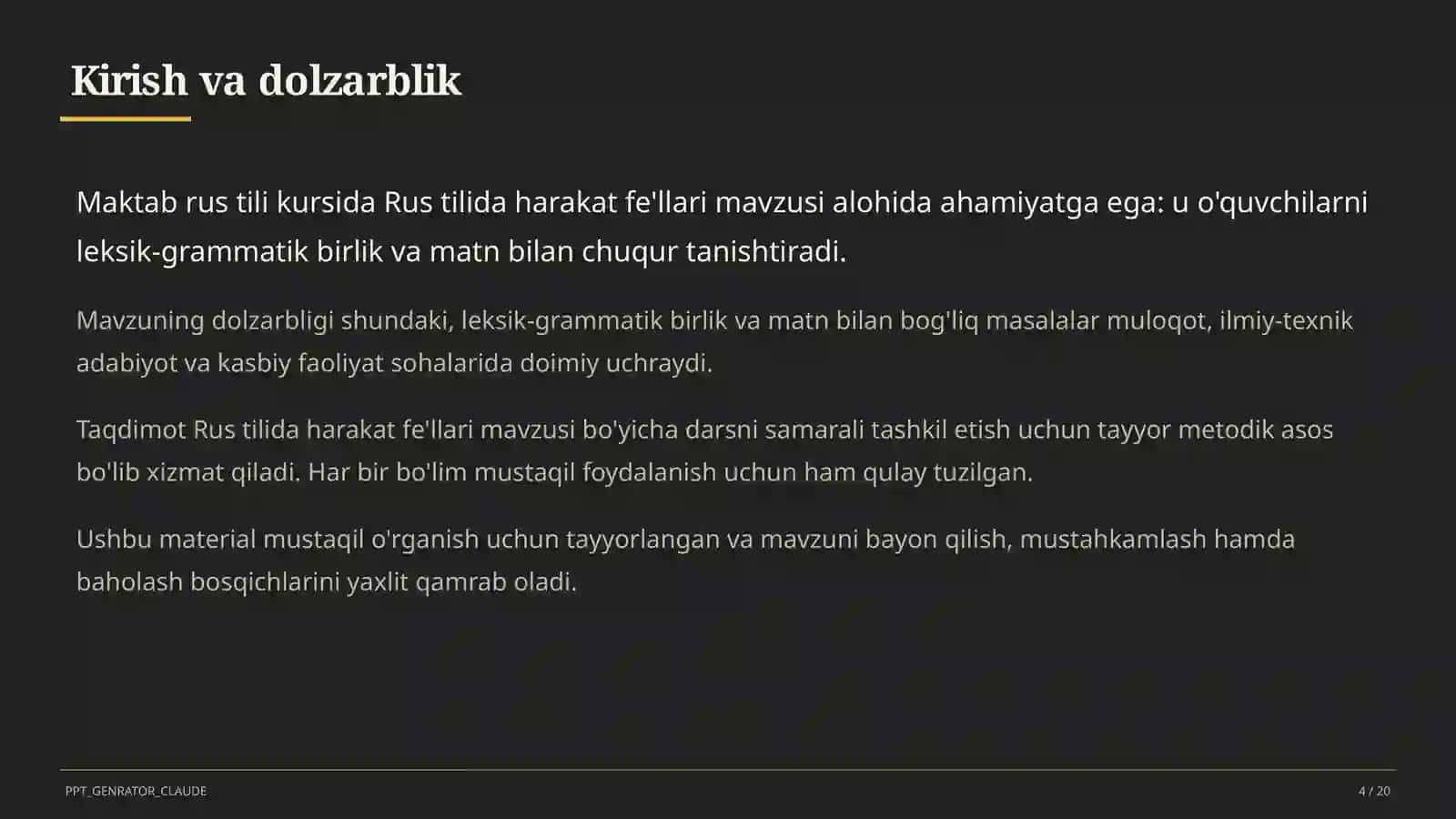 Rus tilida harakat fe'llari (6-sinf) 4