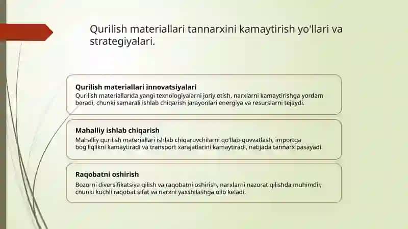 Qurilish materiallari, buyumlari va konstruksiyalari tannarxi 4