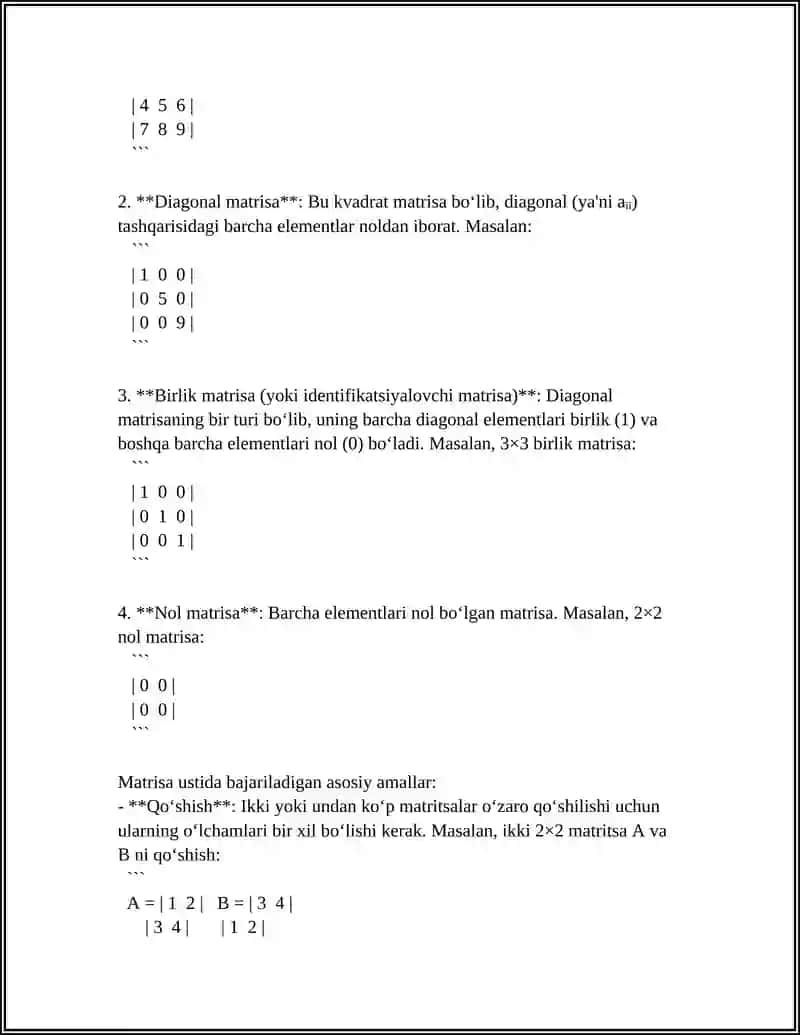 MATRITSAVIY ANALIZ ELEMENTLARI 4