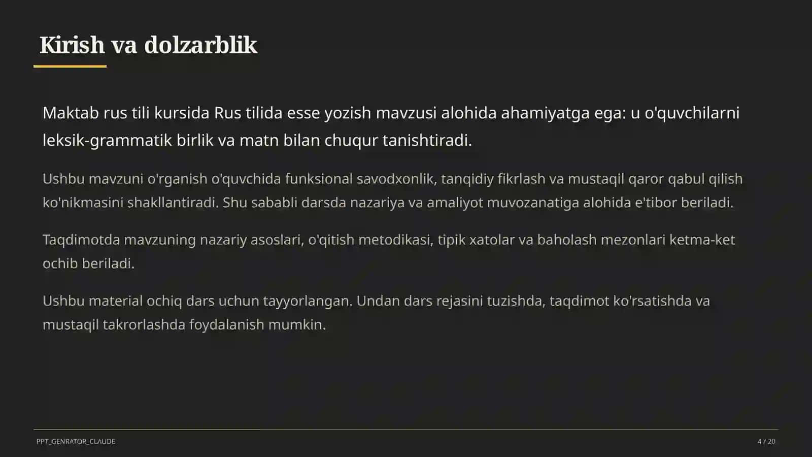 Rus tilida esse yozish (11-sinf) 4