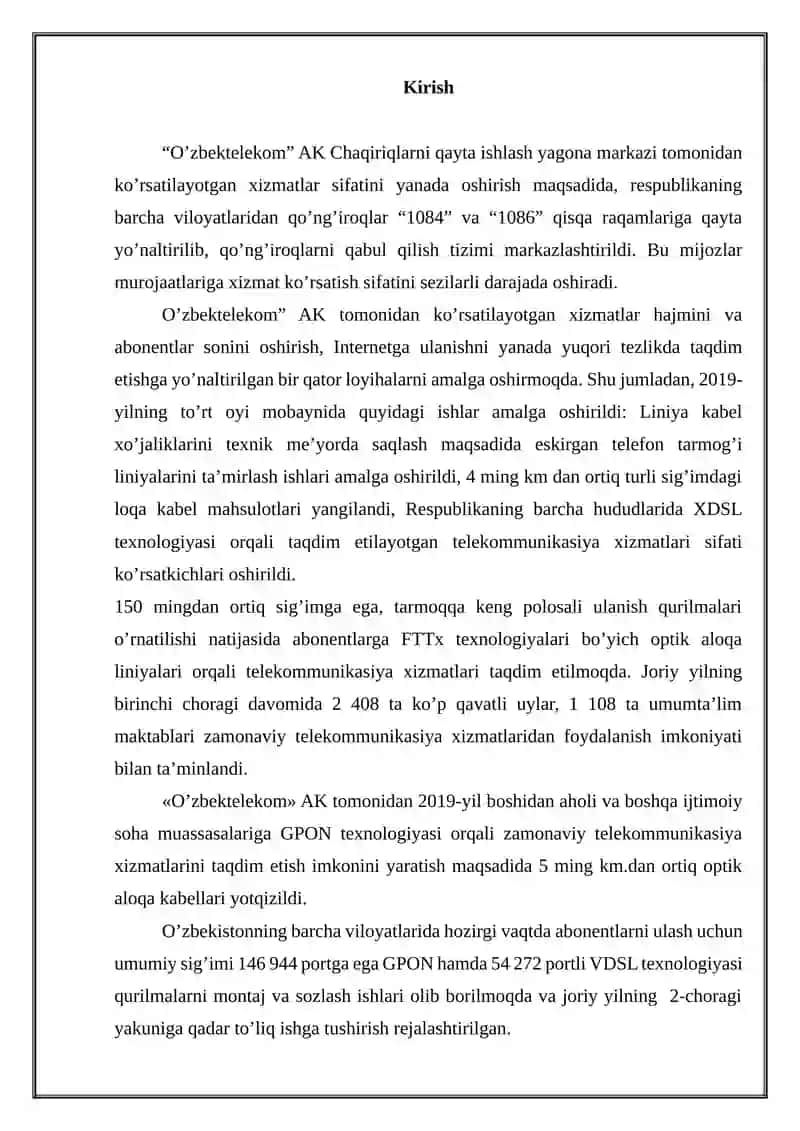 Farg‘ona – Toshkent viloyatlari orasida optik transport tarmog‘ini loyixalashtirish 4