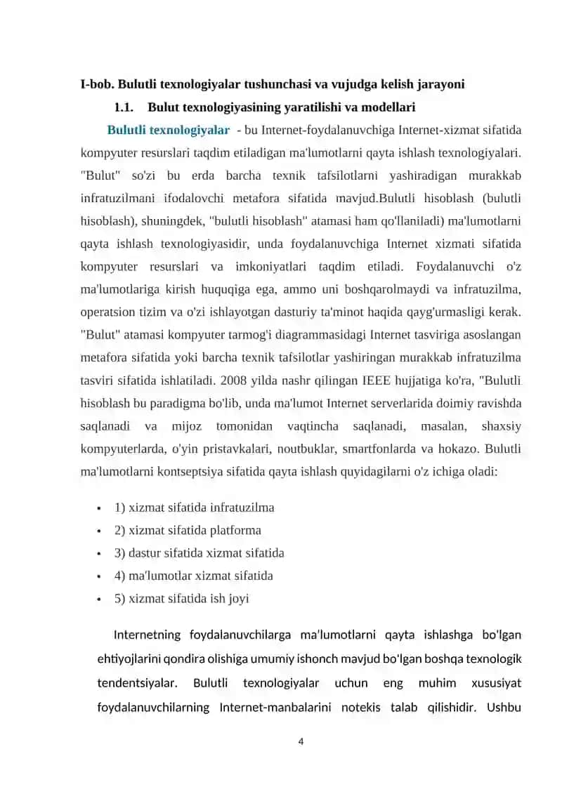Bulutli texnologiyalar va ularni o`quv jarayoniga qo`llash 4