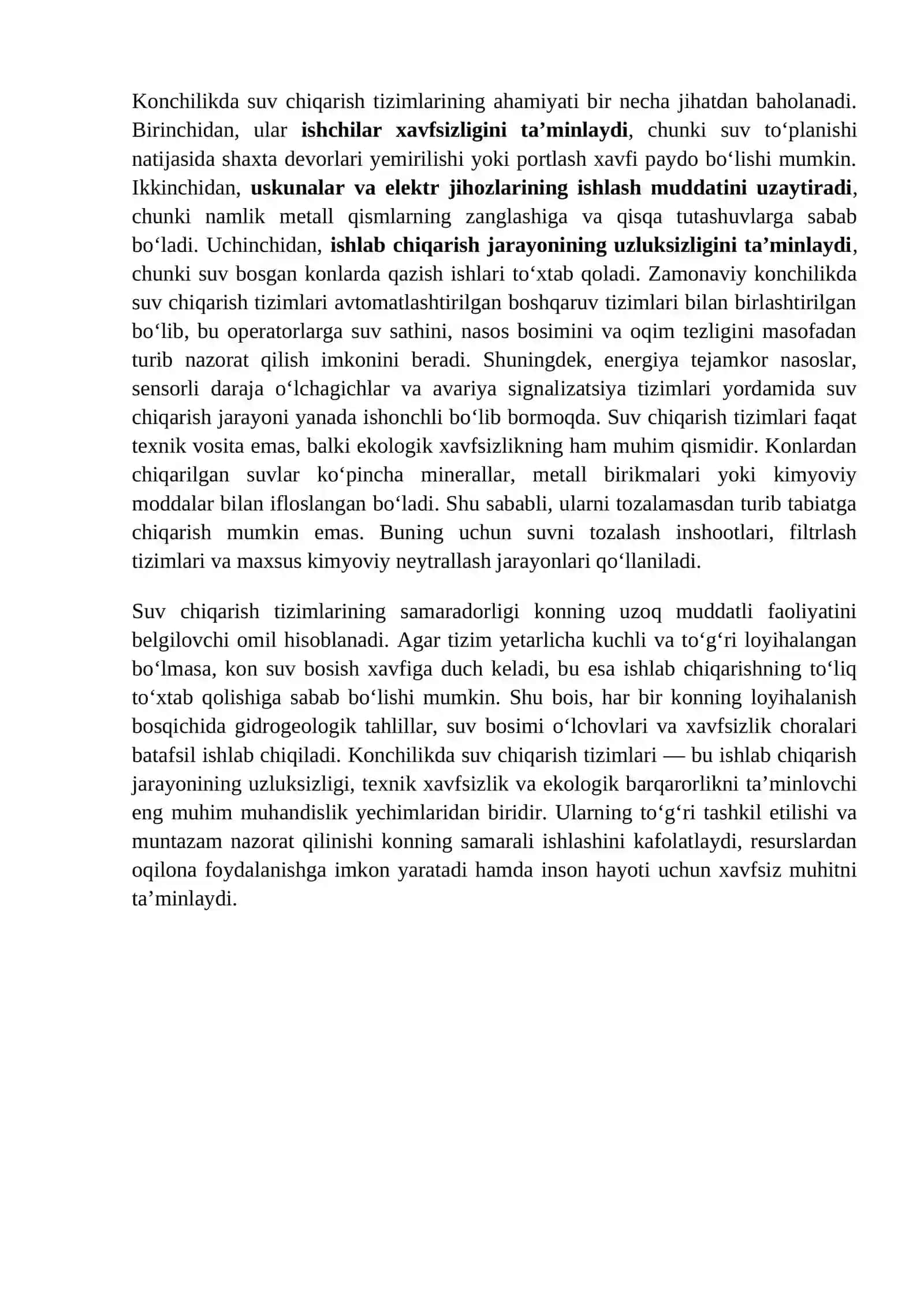 Konchilik suv chiqarish qurilma turlari va ularning vazifasi 4