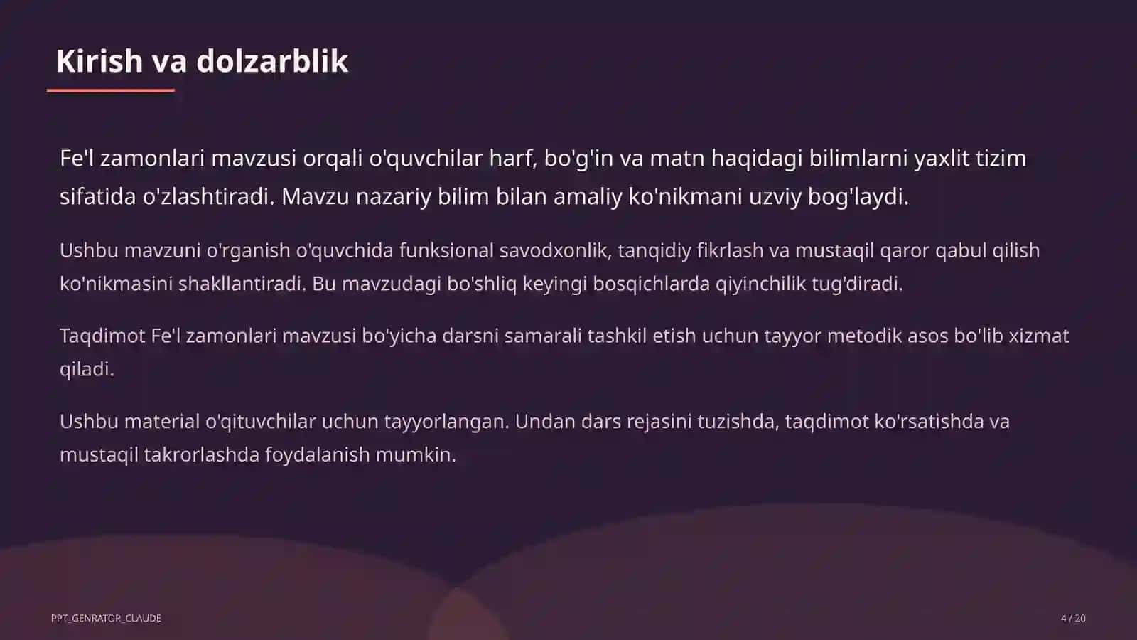 Fe'l zamonlari (4-sinf) 4