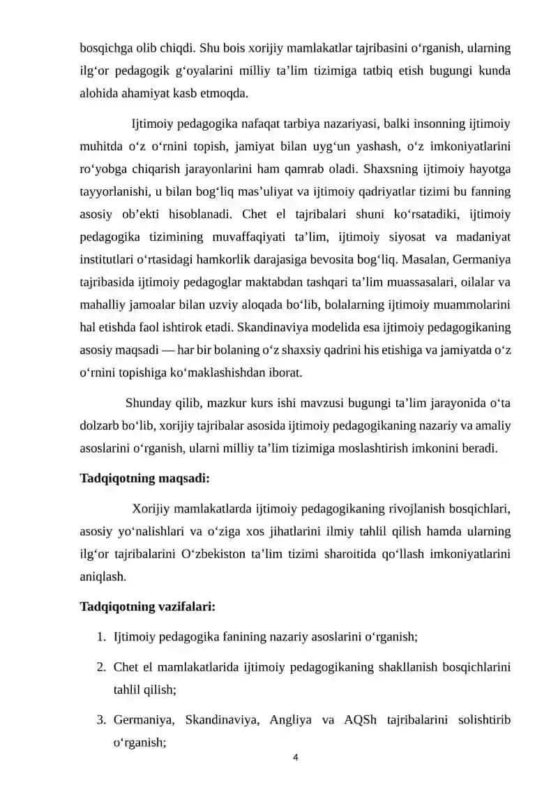 Xorijda ijtimoiy pedagogikani rivojlanish bosqichlarini oʻziga xosligi 4